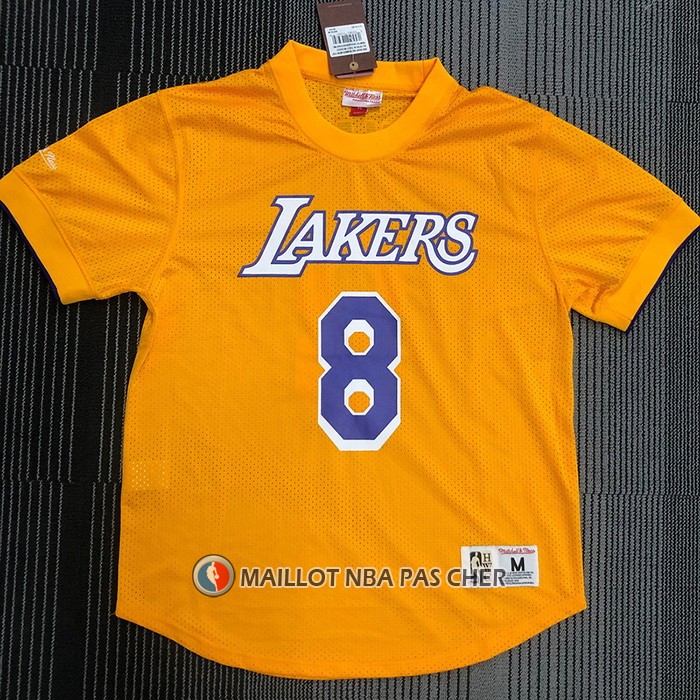 Maillot Manche Courte Los Angeles Lakers Kobe Bryant NO 8 Jaune